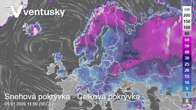 Takmer 80 % Európy pod snehom: výnimočná zima v januári 2026