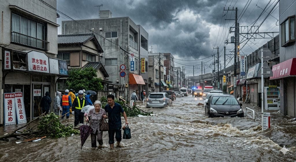 Tajfún Jangmi zasiahol Japonsko: Záplavy, výpadky prúdu a dopravný kolaps